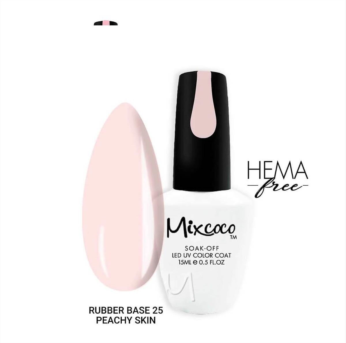 Ημιμόνιμο βερνίκι νυχιών Mixcoco 25 Peachy Skin Rubber Base 15ml