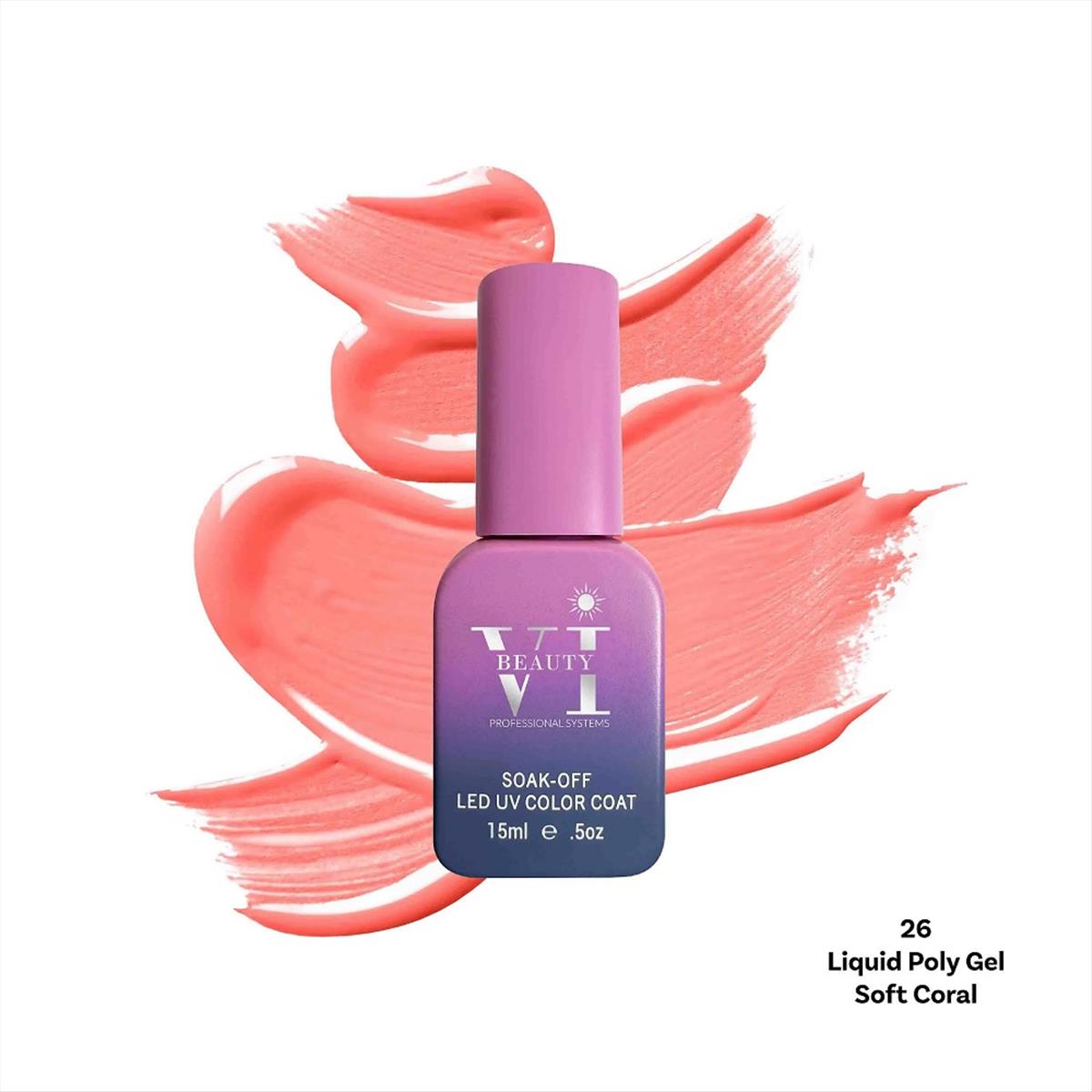 Liquid Poly Gel 26 Soft Coral Vi Beauty 15ml