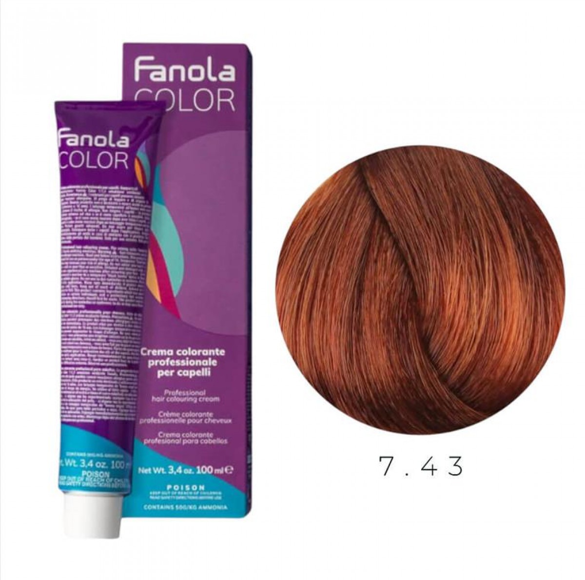 Βαφή Μαλλιών Fanola  7.43 Ξανθό χάλκινο ντορέ 100ml