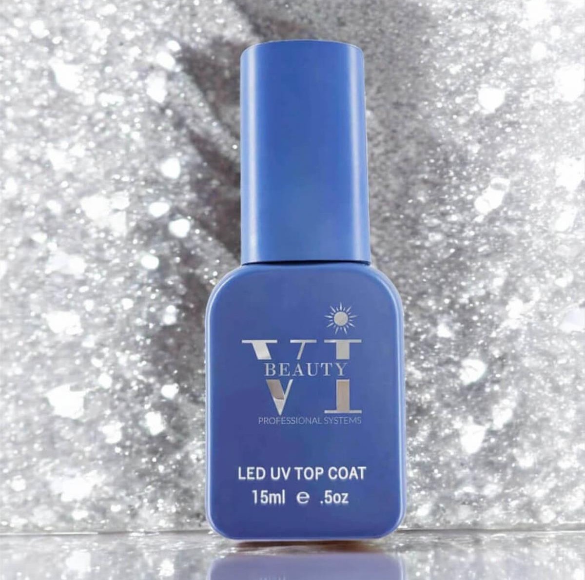 Soak Off Nails Vi Beauty Shimmer Non Wipe Top Coat 15ml