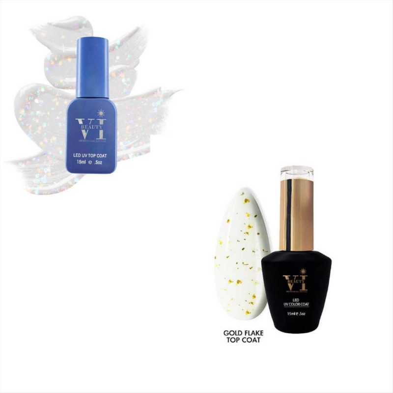 Soak Off Nails Vi Beauty Flake Top Coat 15ml