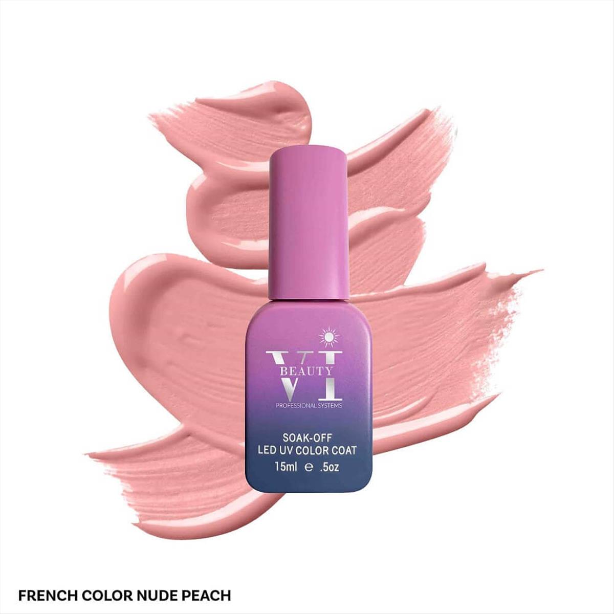 Soak Off Nails VI Beauty French Nude Peach Hemma Free 15ml