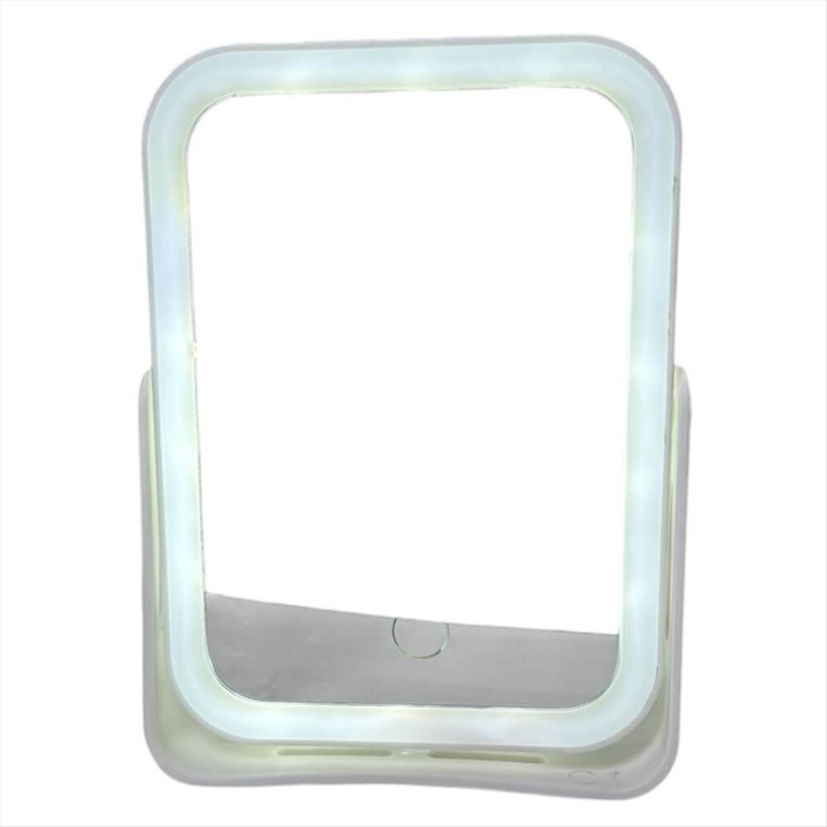 Mirror with stand, plastic, illuminated, BS 1603