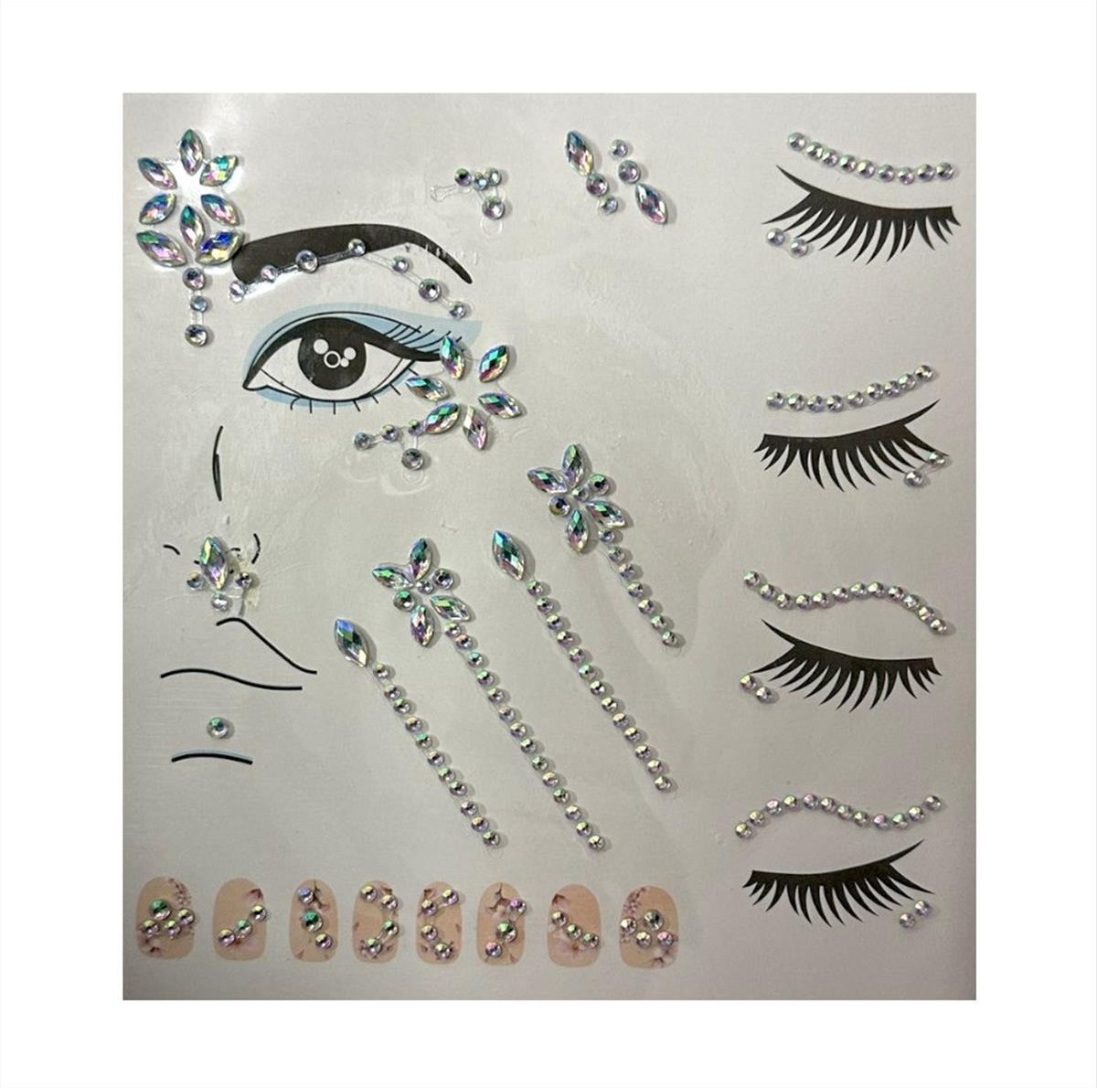 Decorative Rhinestones Face - Body Stickers