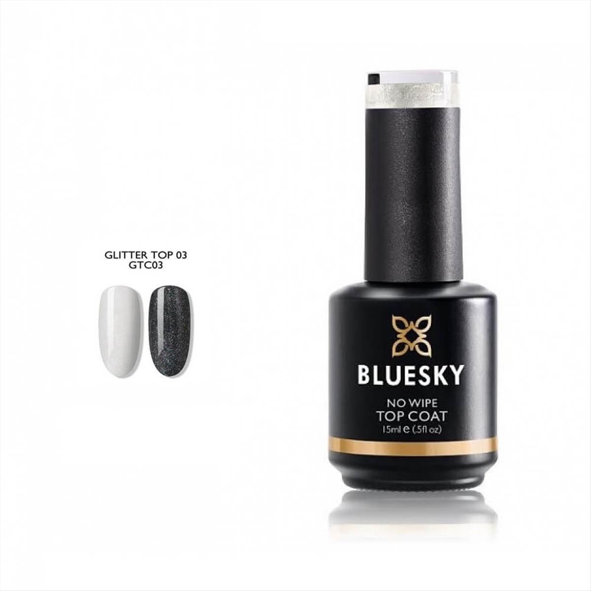 Bluesky Uv Gel Polish Top Coat No Wipe Glitter GTC03 15 ml