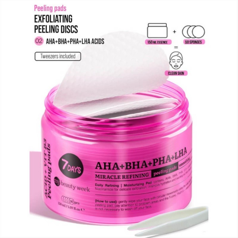 7DAYS Exfoliating Peeling Pads AHA+BHA-PHA+LHA