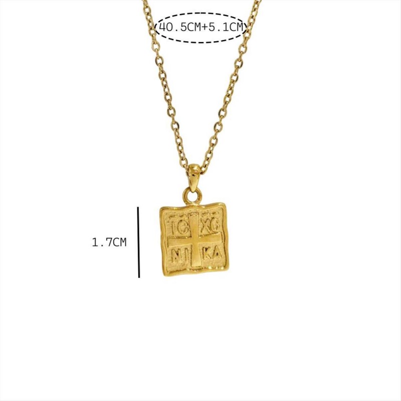 Necklace konstantinato square two-sided gold A3811A