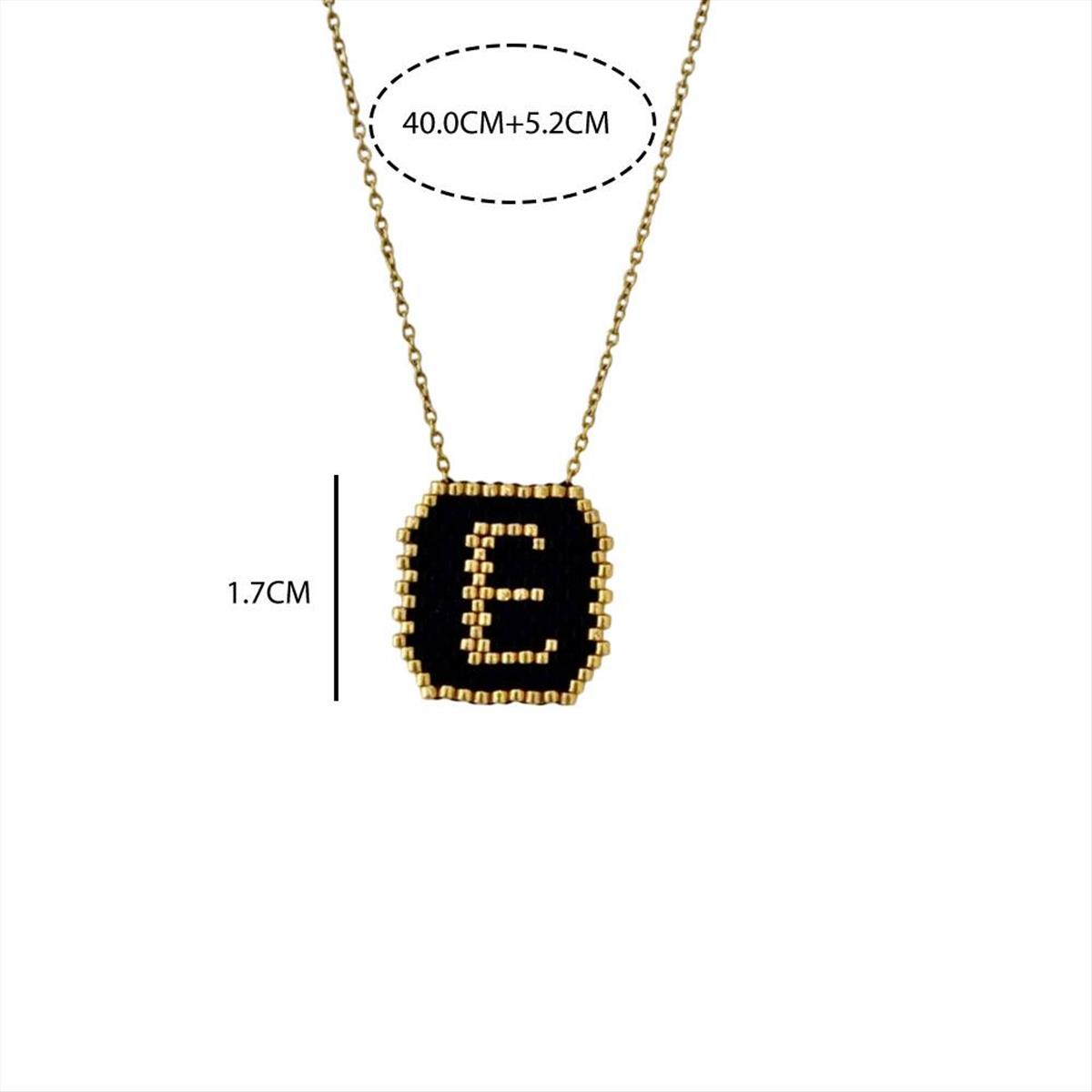 Women’s Steel Monogram ”E” With Black And Gold Beads