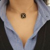 Women’s Steel Monogram ”X” With Black And Gold Beads