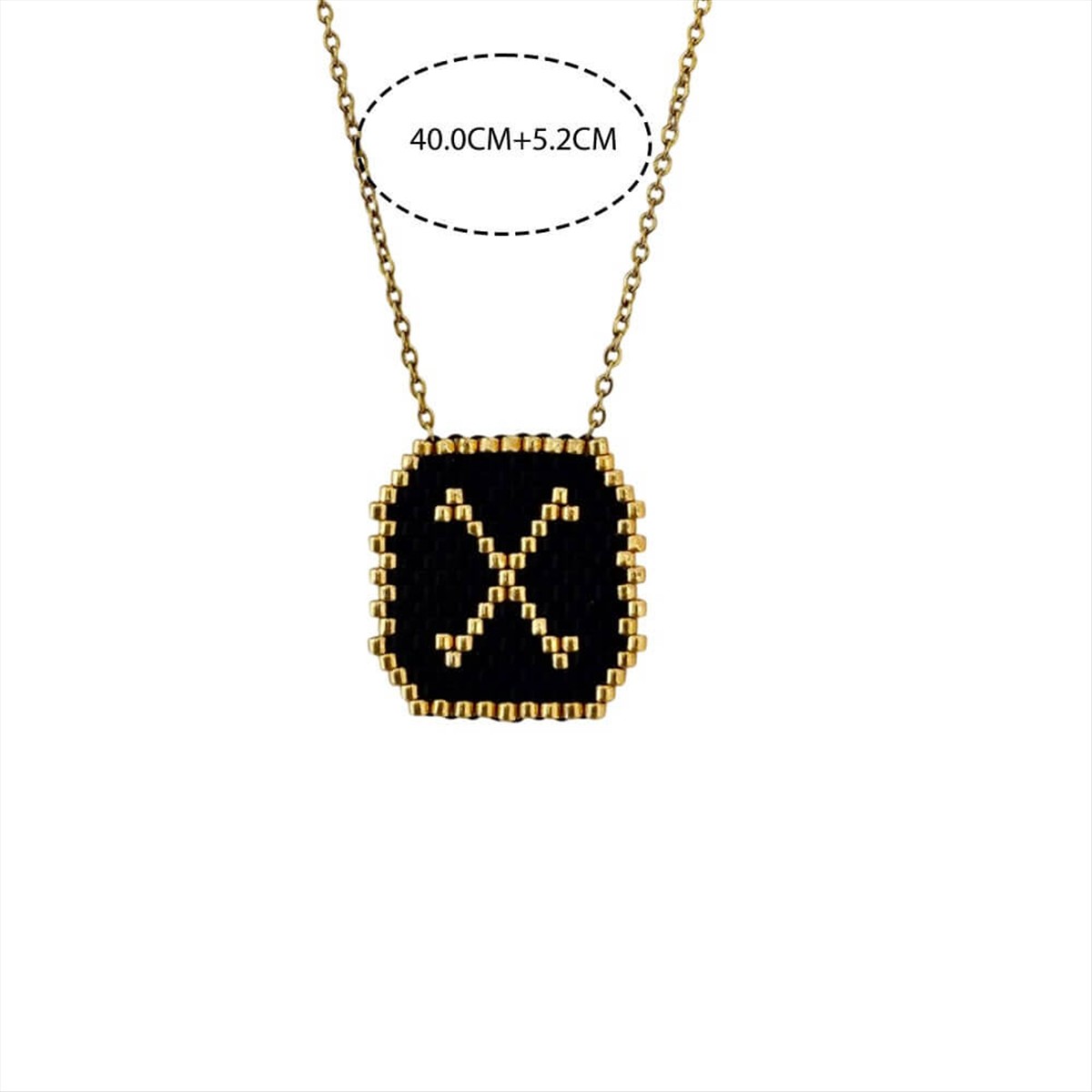 Women’s Steel Monogram ”X” With Black And Gold Beads