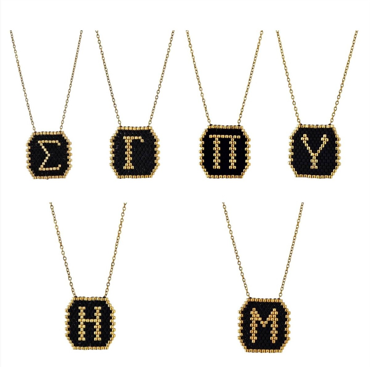 Women’s Steel Monogram With Black And Gold Beads