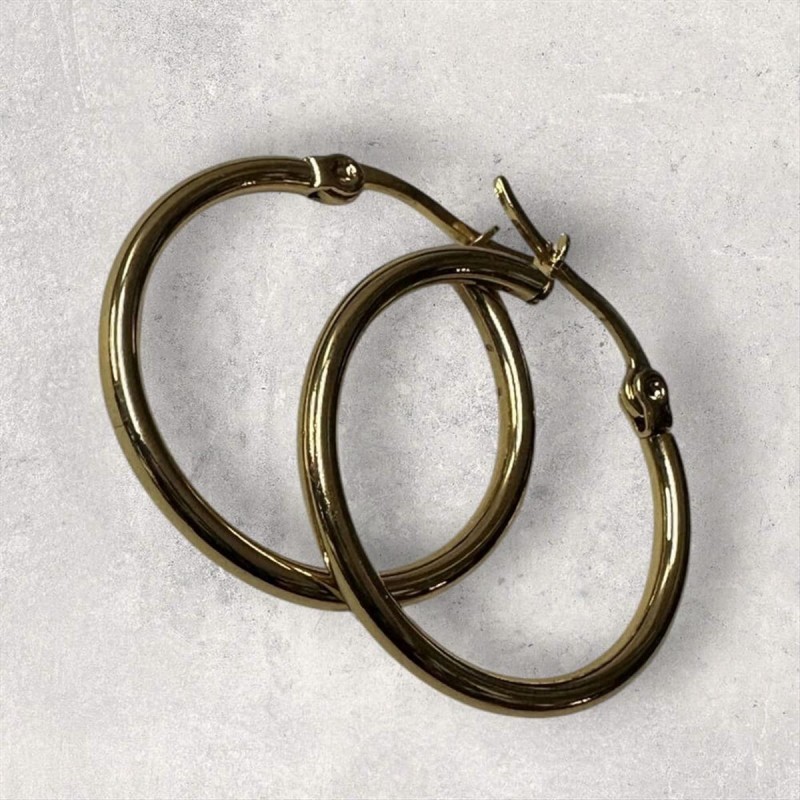 Steel hoop earrings gold 3cm