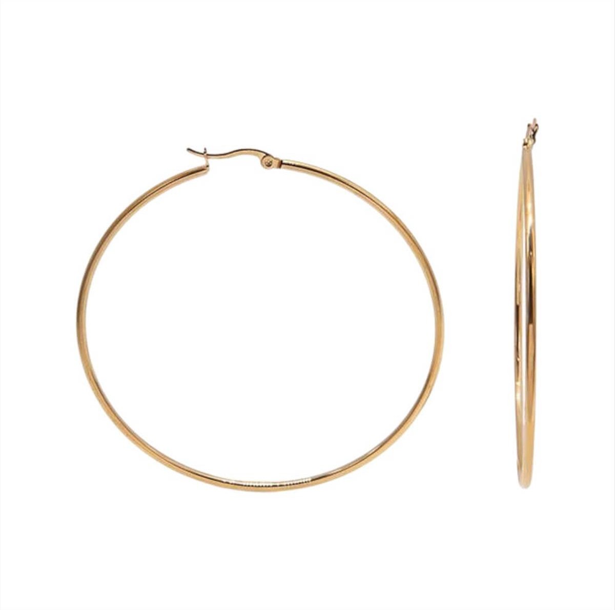 Steel hoop earrings gold 3.8cm