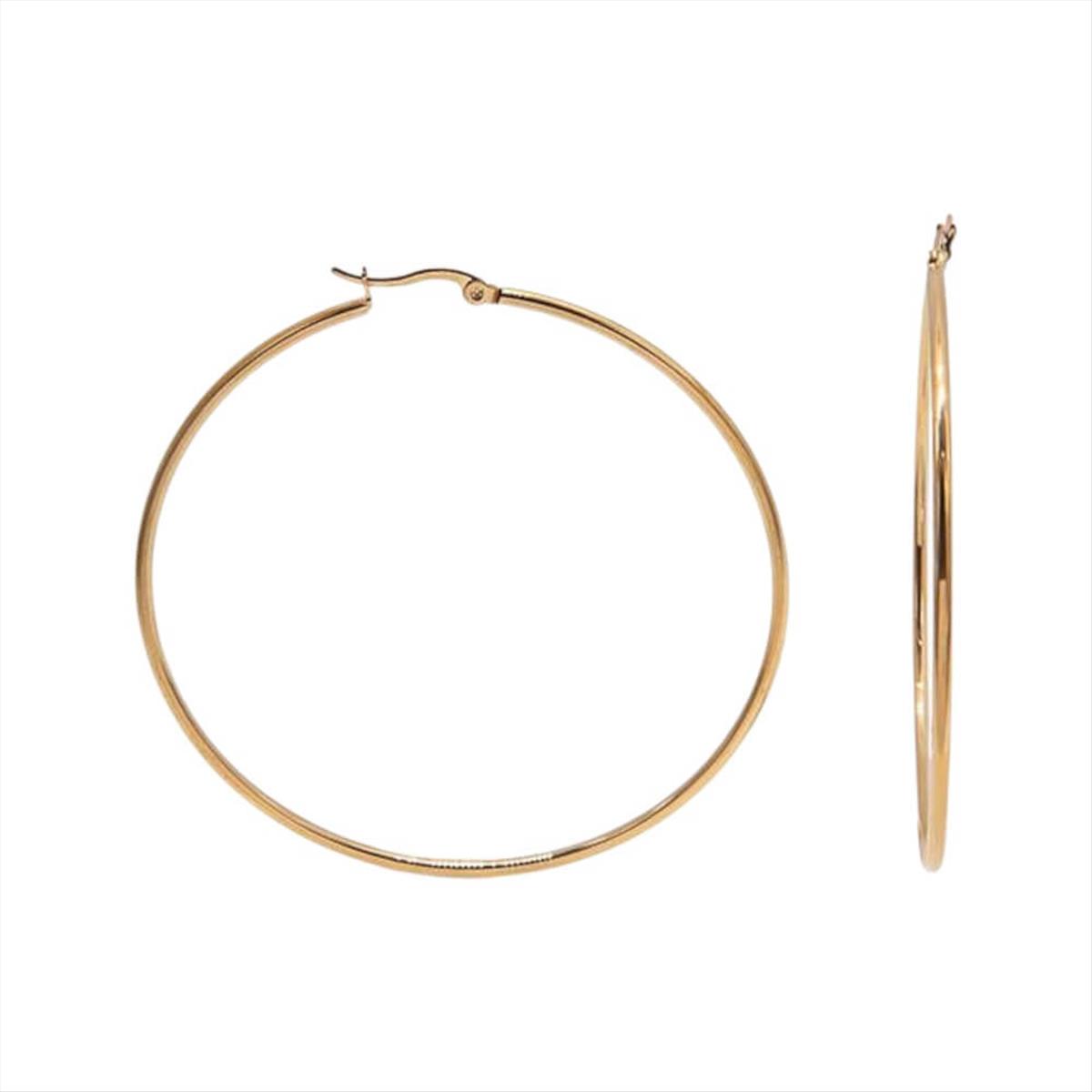 Steel hoop earrings gold 3.8cm