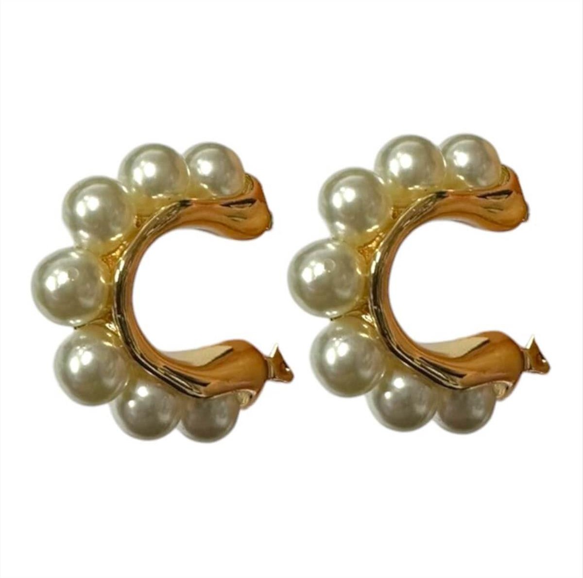 Gold hoop earrings with pearls A3098A