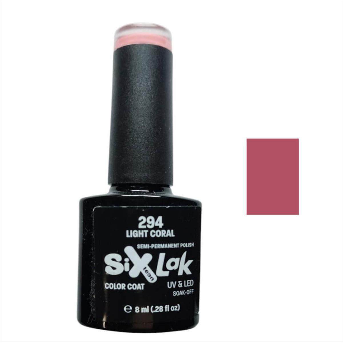 Ημιμόνιμο Βερνίκι SixLak Uv & Led Soak Off No 294 Light Coral 8ml