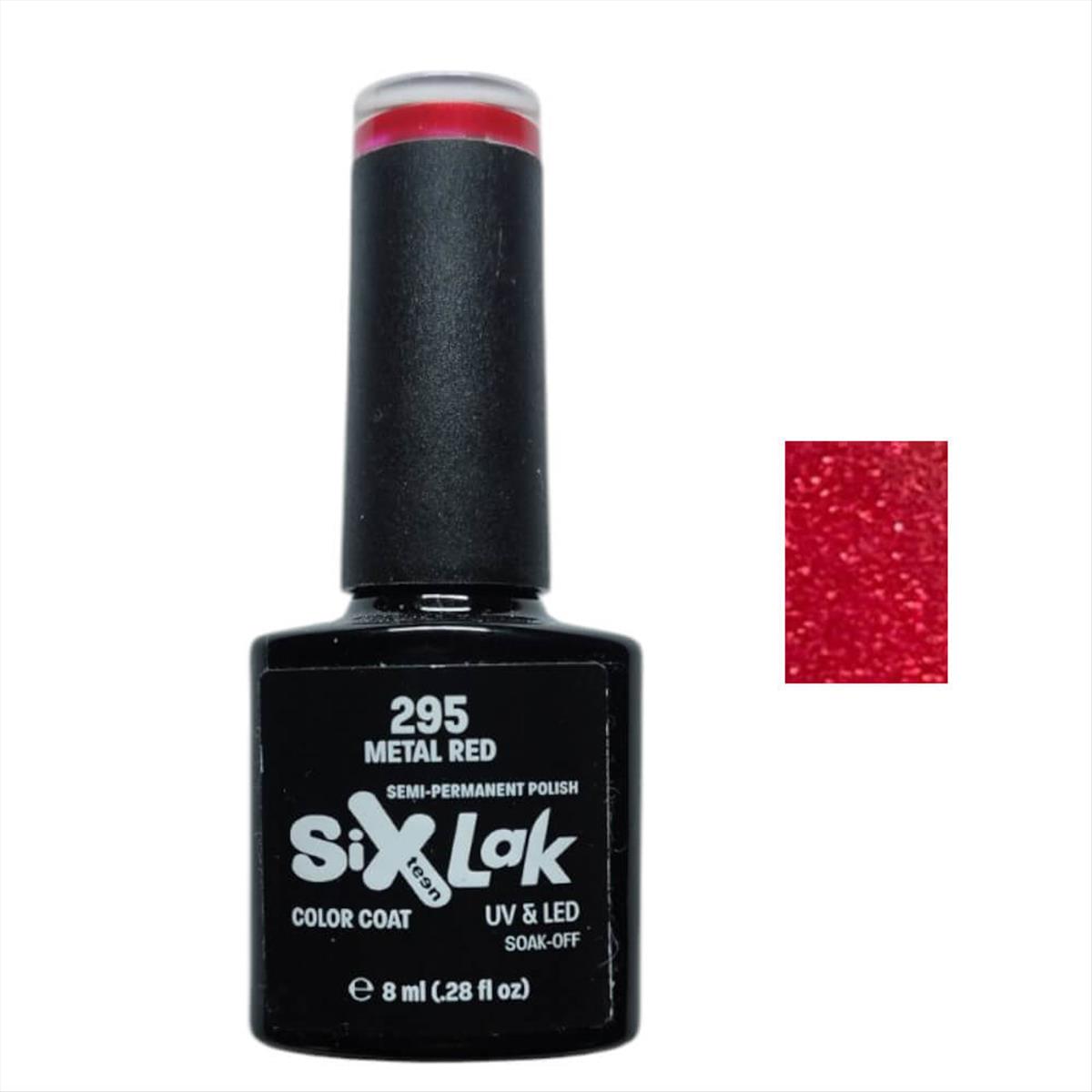 Semi-permanent Varnish  SixLak Uv & Led Soak Off N295 Metal Red 8ml