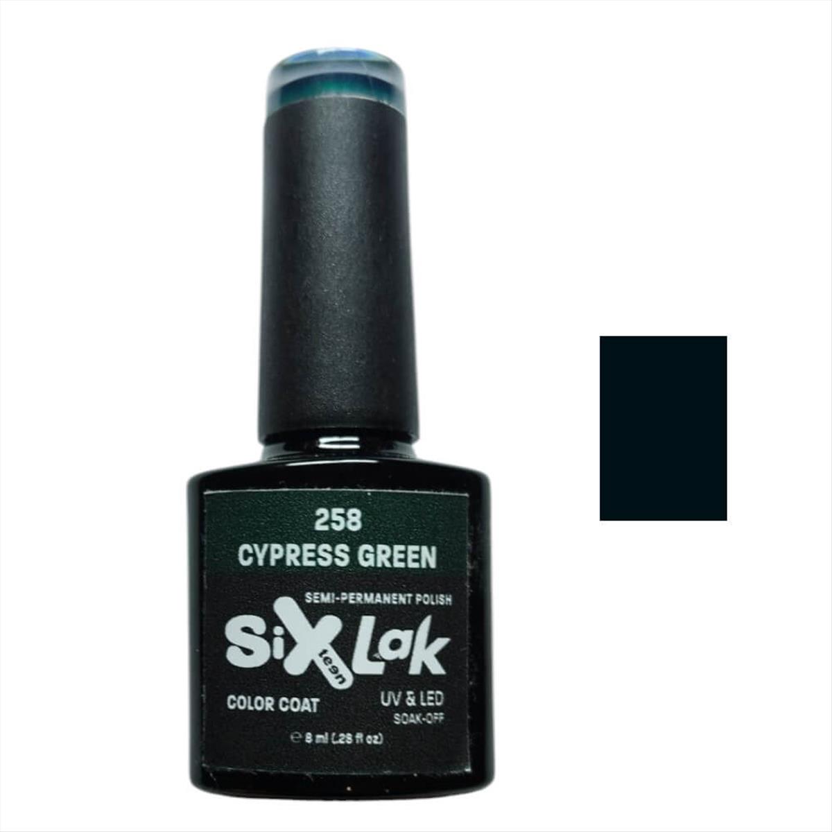 Ημιμόνιμο Βερνίκι SixLak Uv & Led Soak Off 258 Cypress Green 8ml