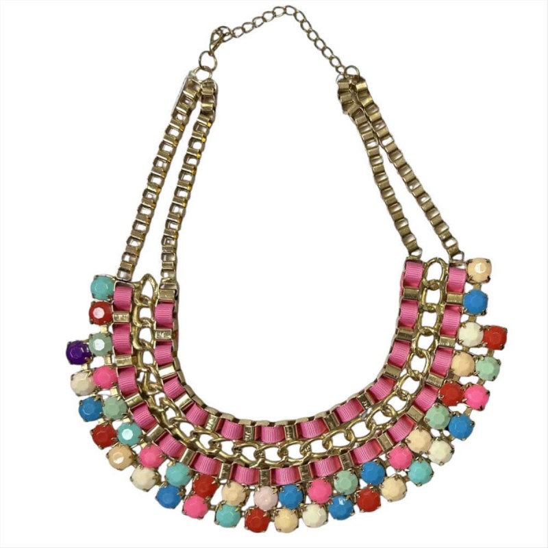 Statement necklace with multicolored crystals