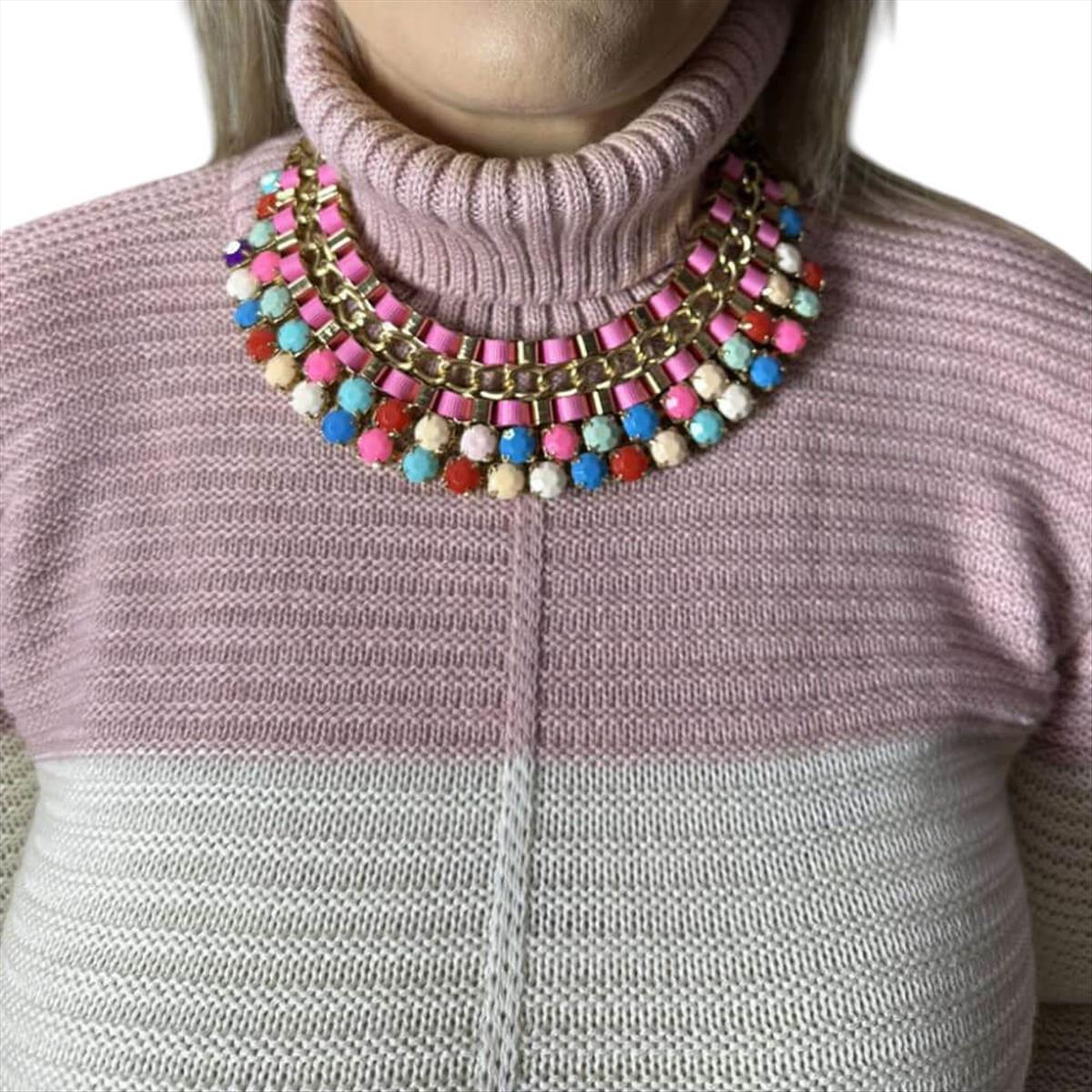 Statement necklace with multicolored crystals