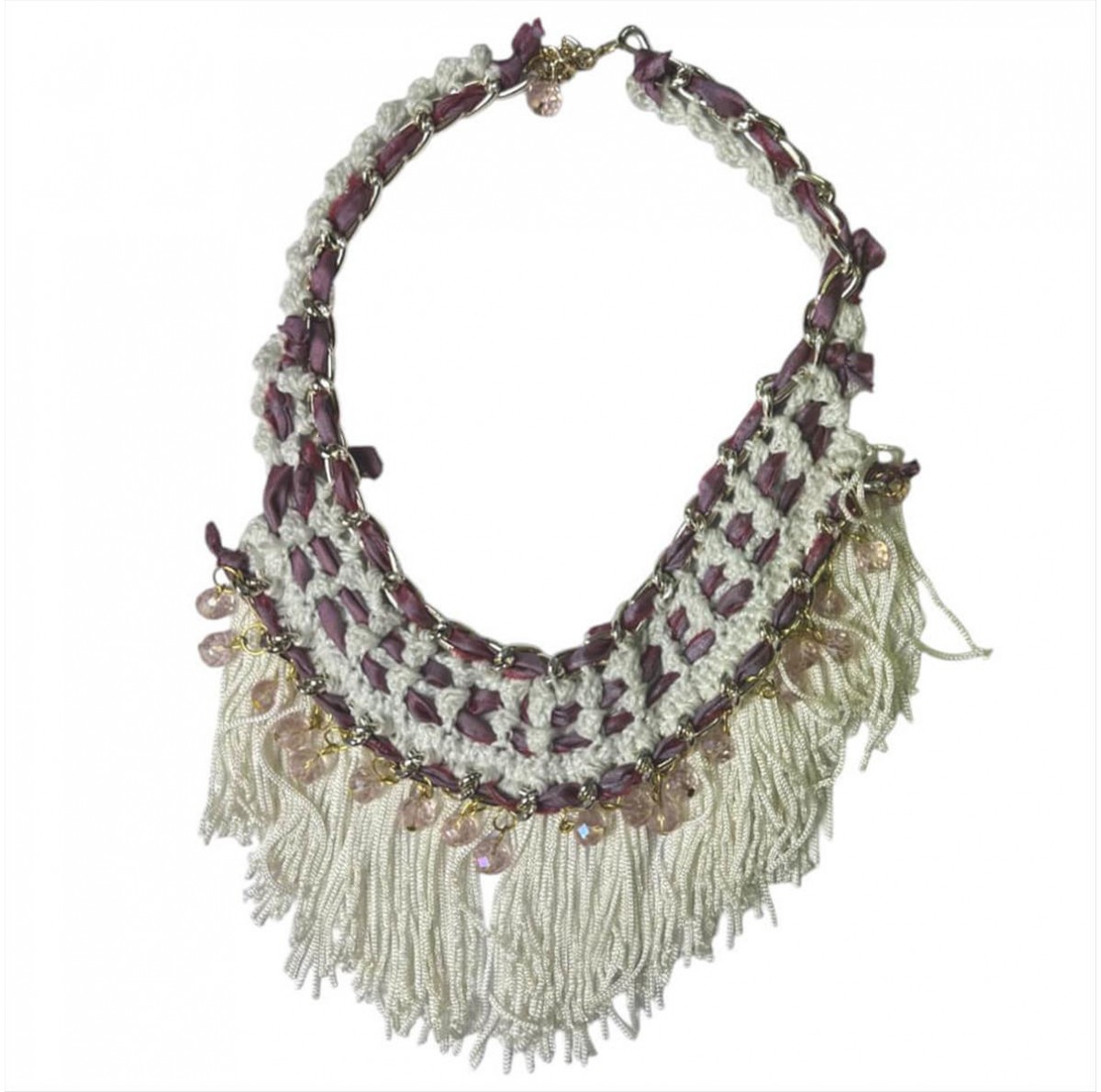 Statement boho necklace with crochet design