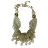 Statement white necklace with beads & rings