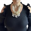 Statement white necklace with beads & rings