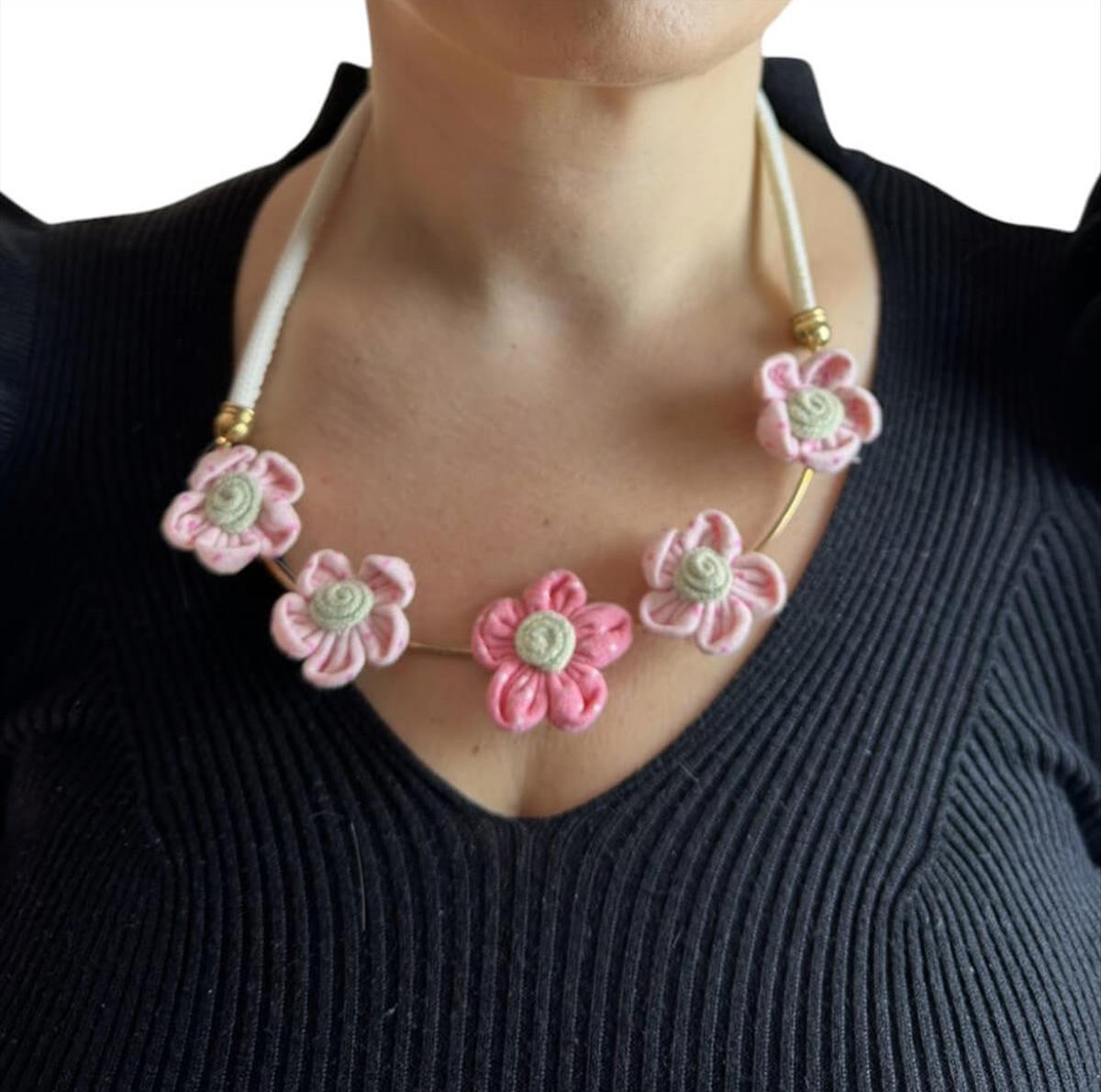 Fuchsia & Pink necklace with flowers