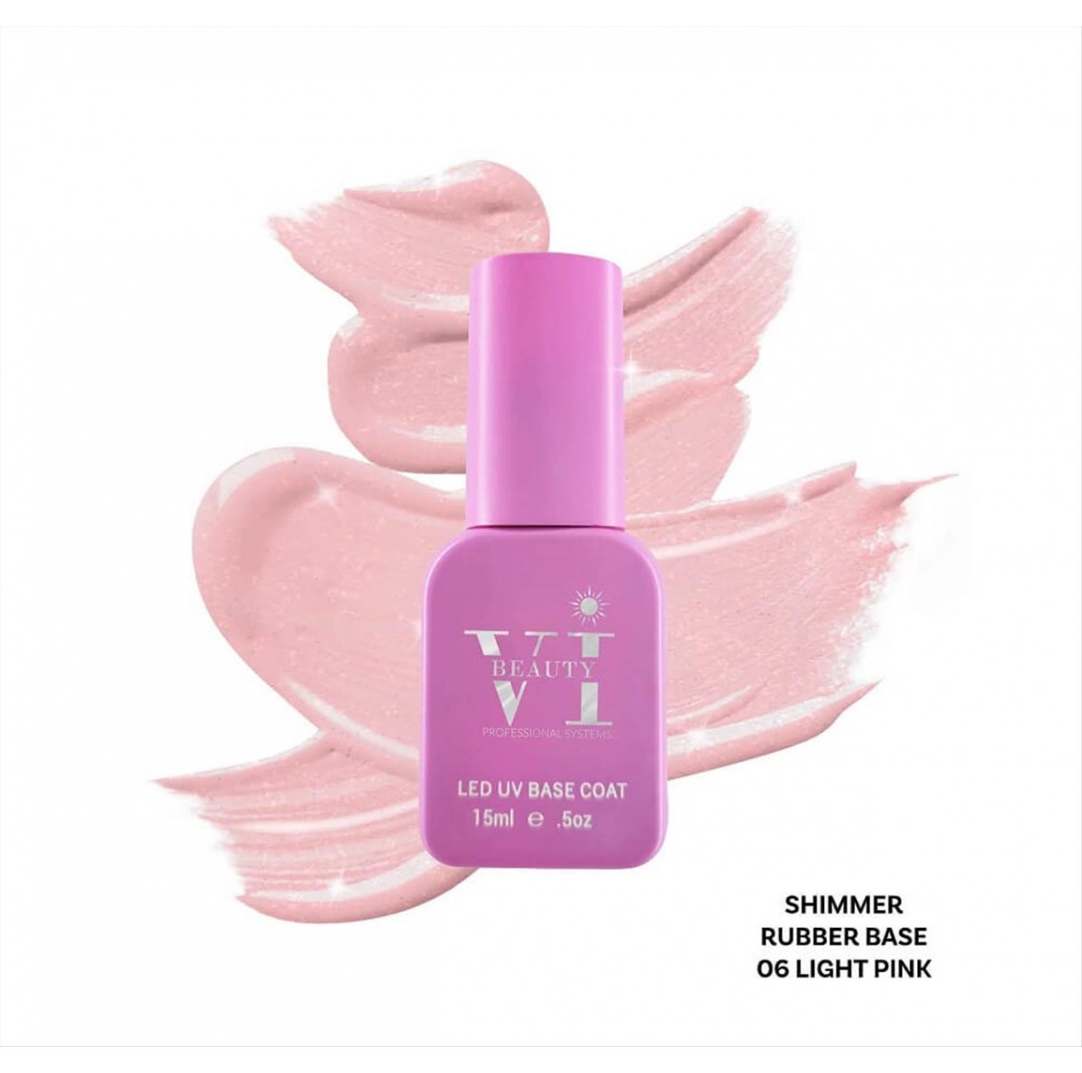 Soak Off Nails Vi Beauty Light Pink Shimmer 06 Rubber Base 15ml