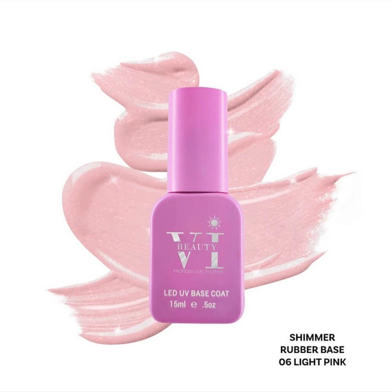 Soak Off Nails Vi Beauty Light Pink Shimmer 06 Rubber Base 15ml