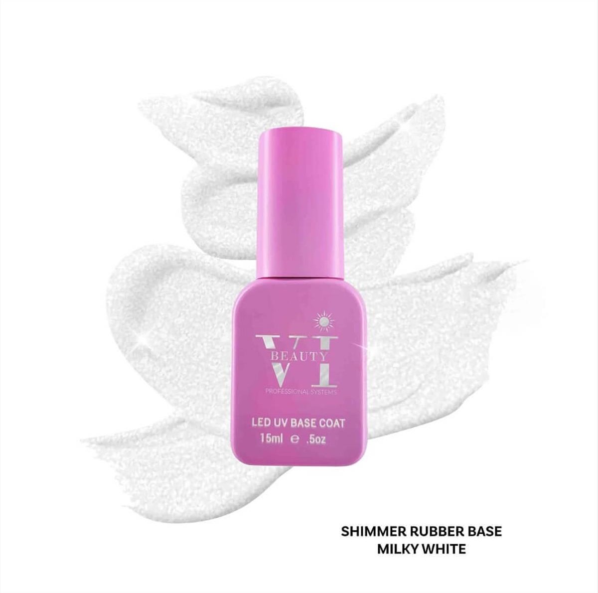 Ημιμόνιμο βερνίκι νυχιών Vi Beauty Milky White Shimmer Rubber Base 15ml