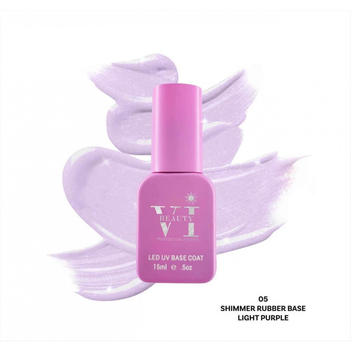 Soak Off Nails Vi Beauty Light Purple Shimmer Rubber Base 15ml