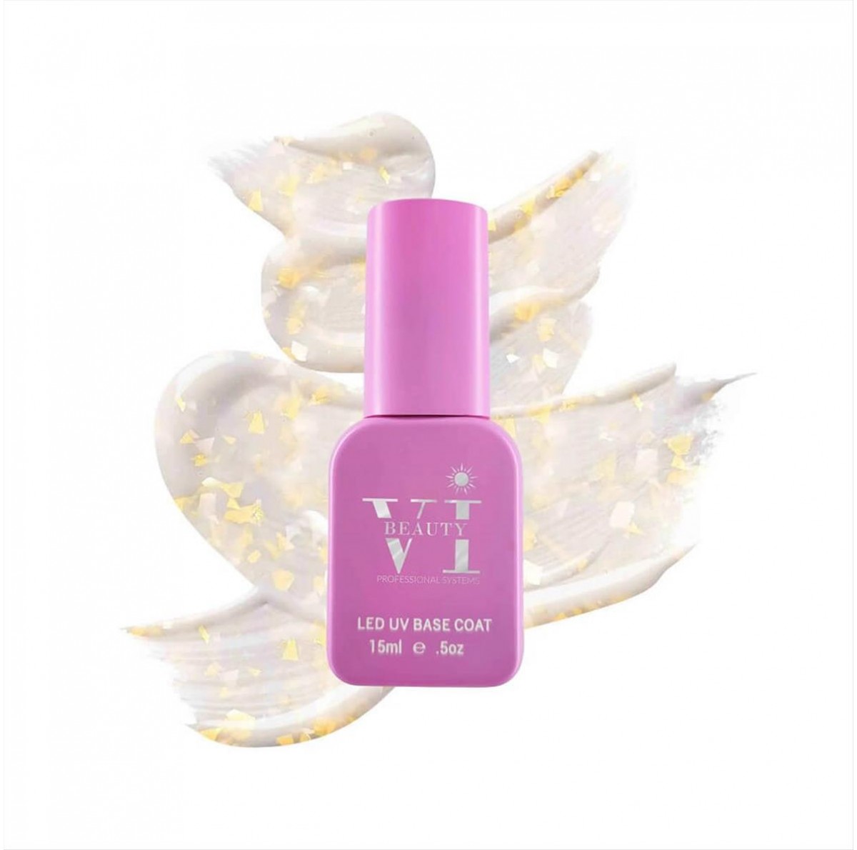 Soak Off Nails Vi Beauty Gold White Flake Base Gel 15ml