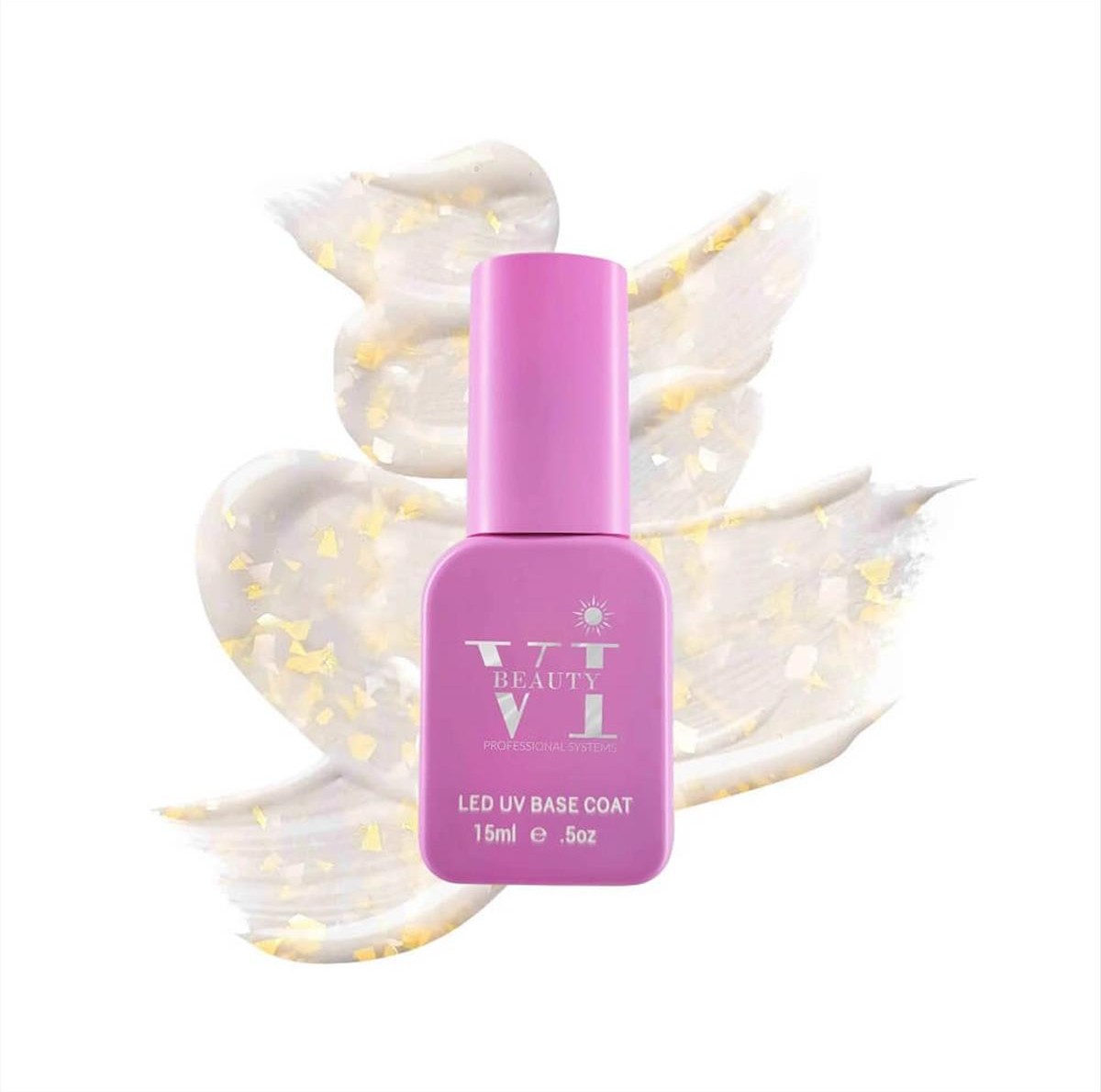 Soak Off Nails Vi Beauty Gold White Flake Base Gel 15ml