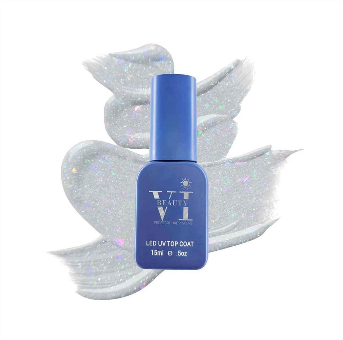 Soak Off Nails Vi Beauty Disco Rainbow Flake Top Coat 15ml