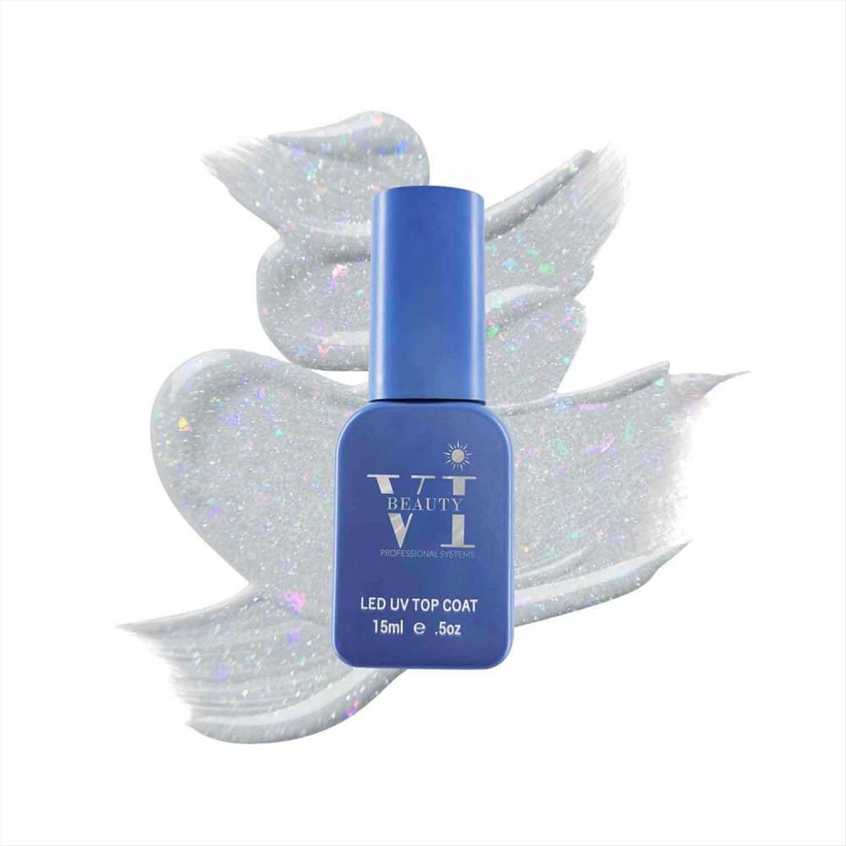 Soak Off Nails Vi Beauty Disco Rainbow Flake Top Coat 15ml