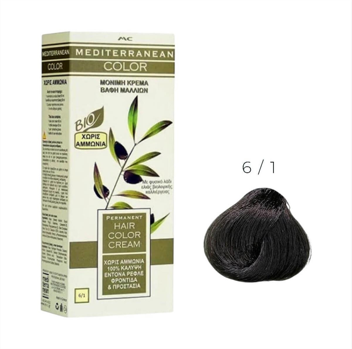 Hair Color Cream Set Mediterranean Bio 6/1 - 60ml
