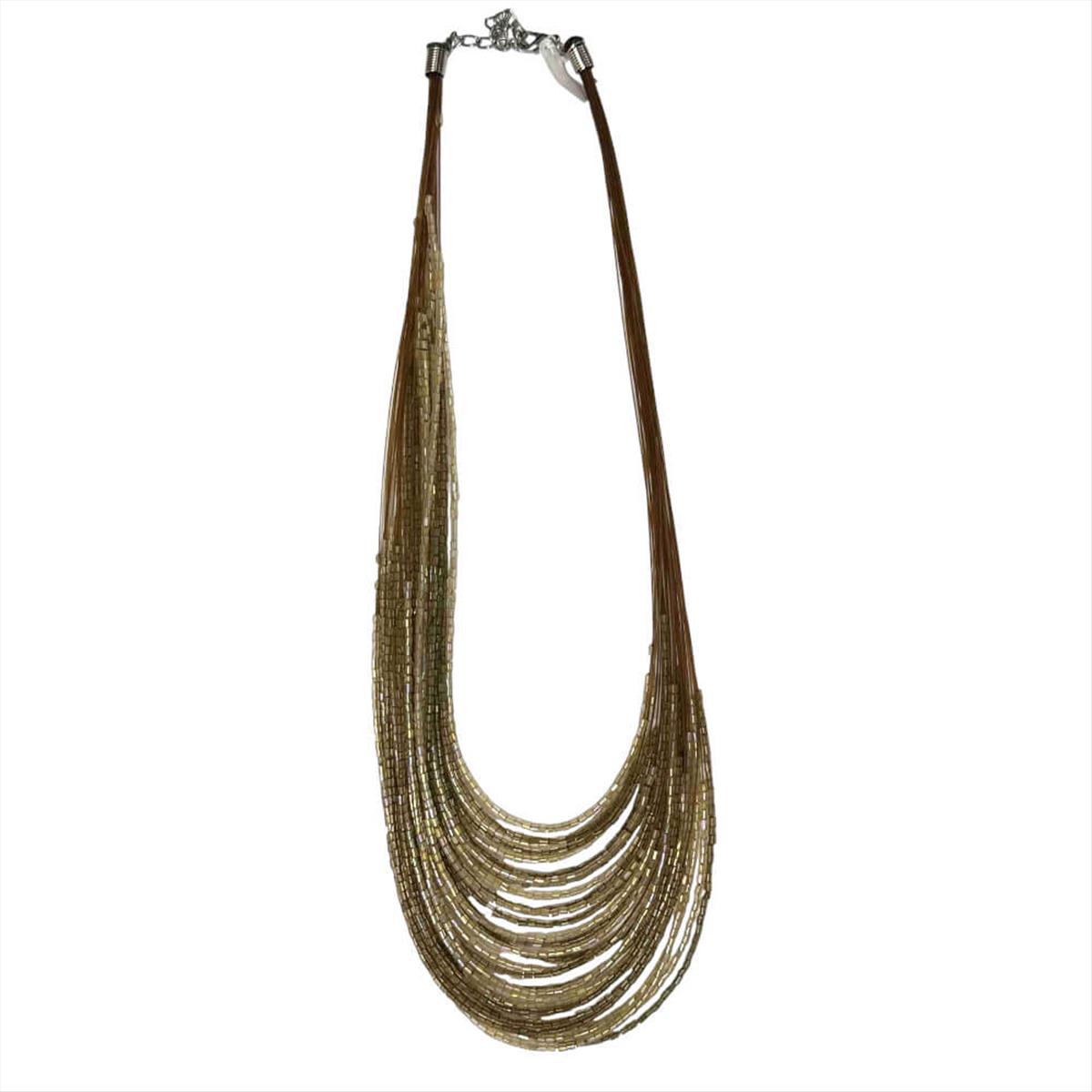 Multi-layer gold beaded necklace