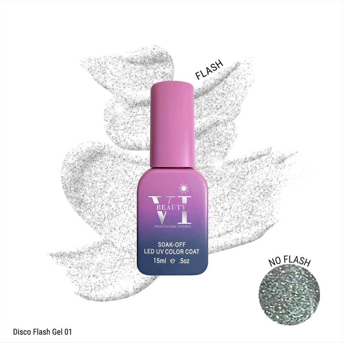 Soak Off Nails VI Beauty F Disco Flash Gel 01 15ml