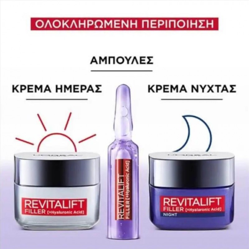 L'Oréal Revitalift Day Cream + Αμπούλες Revitalift Filler Set