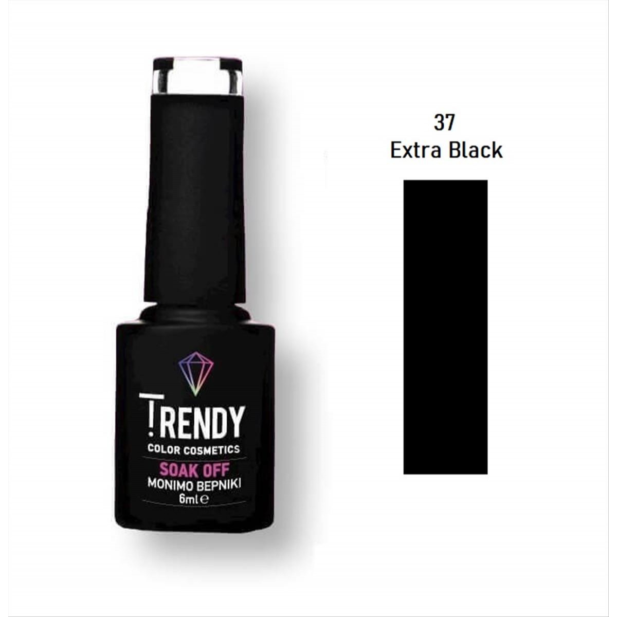 Trendy Soak Off No37 Extra Black 6ml