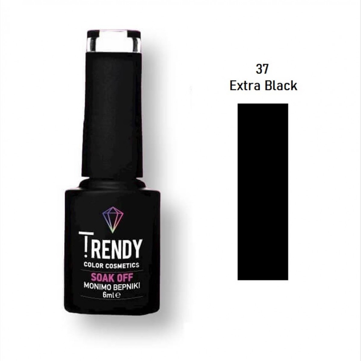 Ημιμόνιμο Βερνίκι Trendy Soak Off No37 Extra Black 6ml