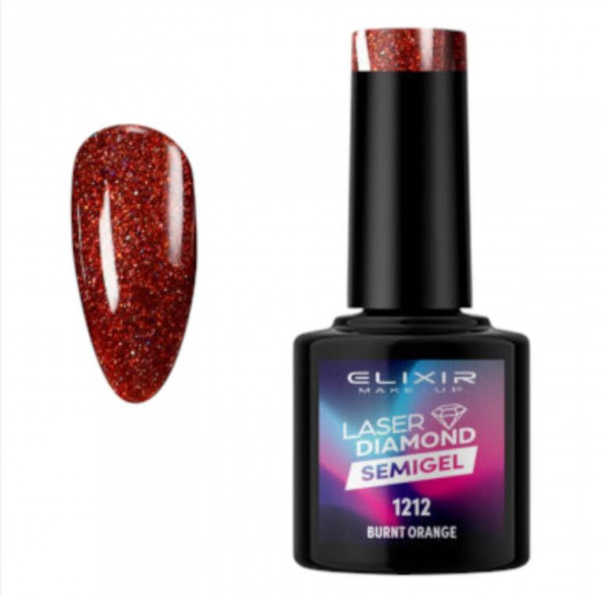 Semi-permanent gel polish semigel laser diamond 1212 Burnt Orange 8ml Elixir