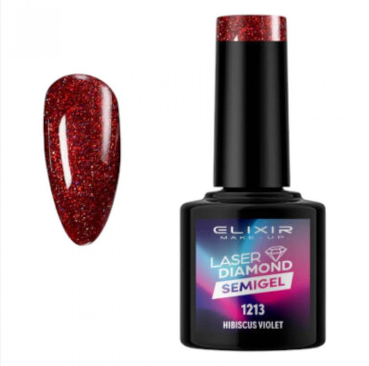 Semi-permanent gel polish semigel laser diamond 1213 Hibiscus Violet 8ml Elixir