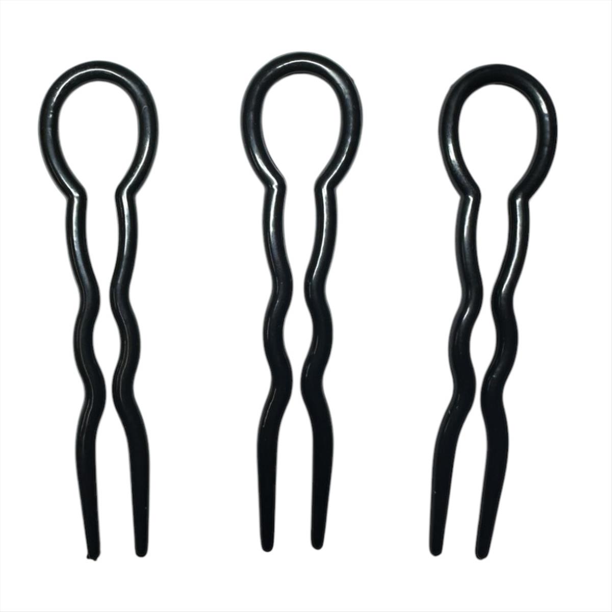 Plastic hairpin Black set of 3pcs