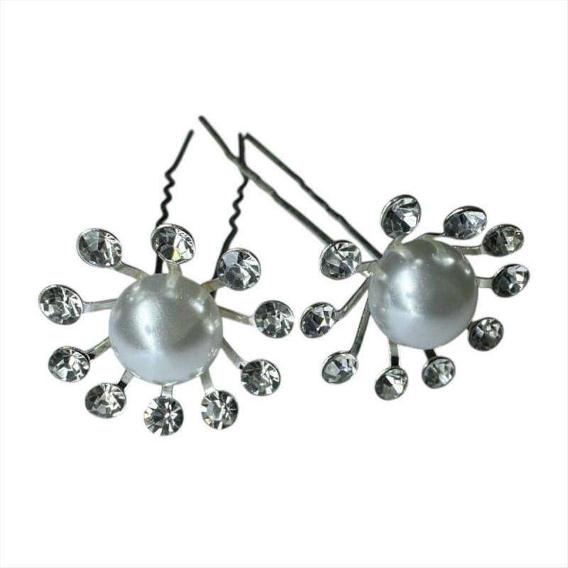 Decorative Hairpin Flower with Pearl set of 2pcs