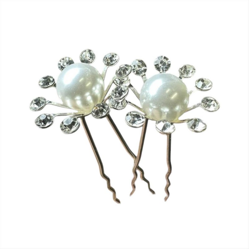 Decorative Hairpin Flower with Pearl set of 2pcs