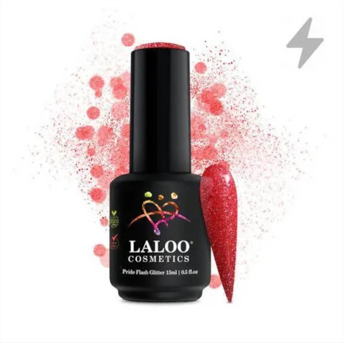 Semi-Permanent Nail Polish Pride Flash Glitter No9 Red Laloo 15ml Semi-Permanent Nail Polish Pride Flash Glitter No9 Red Laloo 15ml