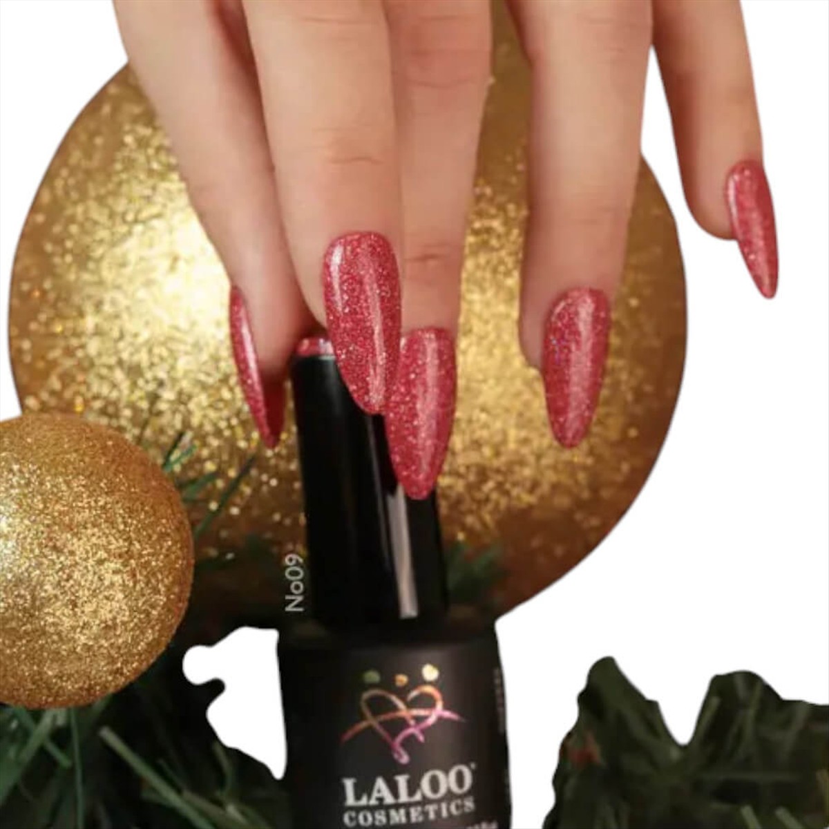 Semi-Permanent Nail Polish Pride Flash Glitter No9 Red Laloo 15ml Semi-Permanent Nail Polish Pride Flash Glitter No9 Red Laloo 15ml