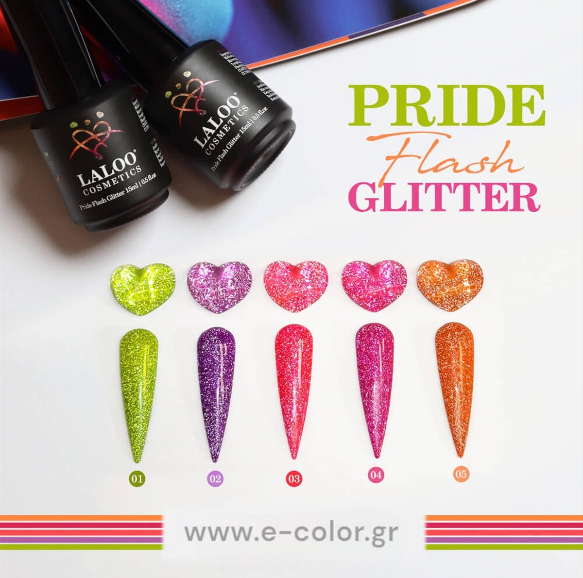 Ημιμόνιμο Βερνίκι Laloo Pride Flash Glitter 15ml